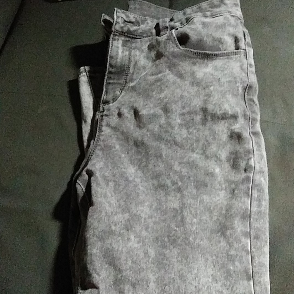 Grey and white tie die jeans